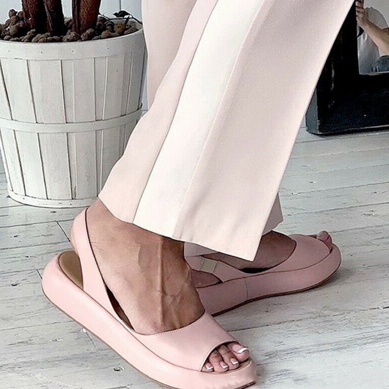 Open Toe Platform Sleek Comfort Slingback Flats