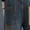 Women's Denim Overalls - Loose Fit - Patchwork Design - Adjustable Straps - With Pockets