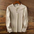 Men's Henley T-Shirt – 100% Cotton – Long Sleeves – Soft and Breathable