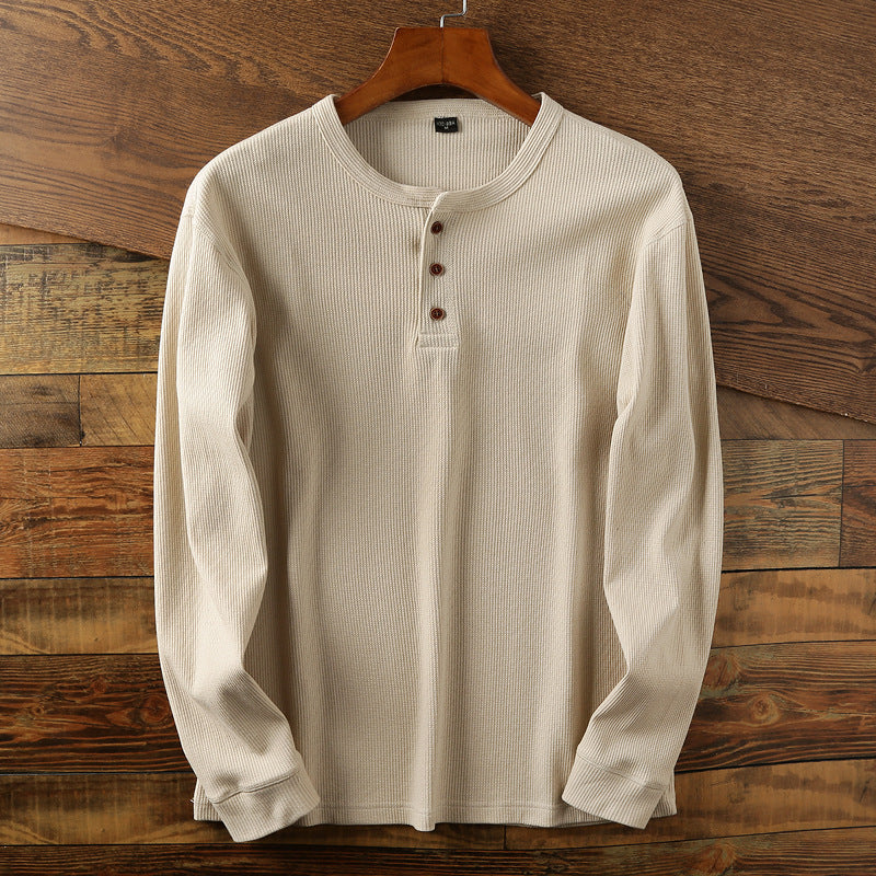 Men's Henley T-Shirt – 100% Cotton – Long Sleeves – Soft and Breathable