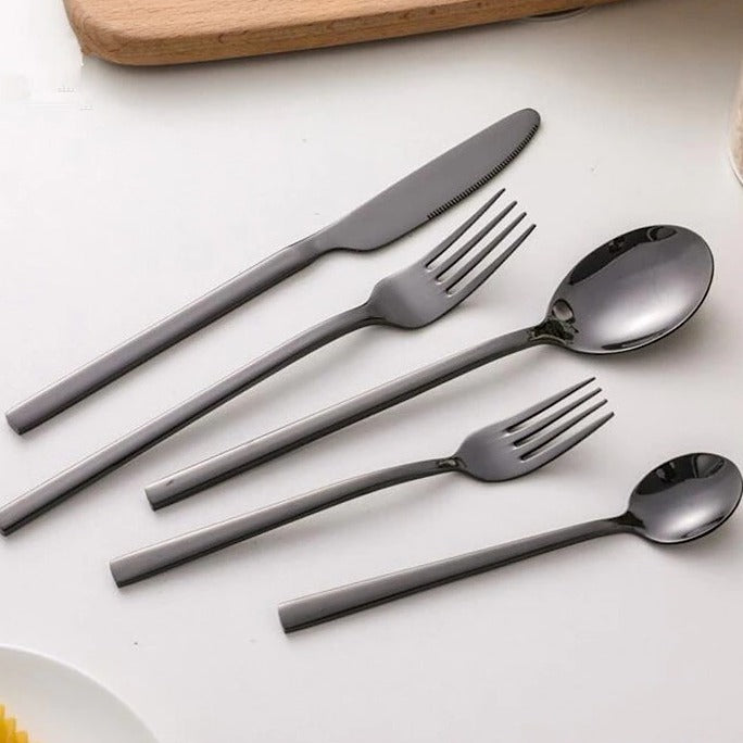 Minimalist Mirror-Polished Slim-Handled Flatware Set