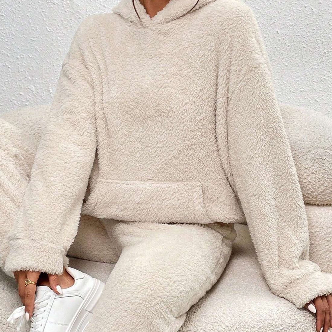 Two-Piece Teddy Fleece Oversized Hooded Loungewear Set