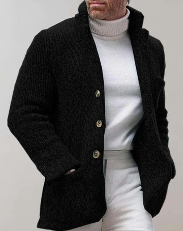 Standing Collar Chunky Knit Wool Cardigan