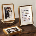 Tabletop Wood Photo Frame Brass Corner Caps