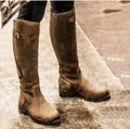 Women's Leather Boots – Knee-High – Waterproof – Buckle – Non-Slip Outsole