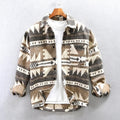 Men's Shirt Jacket - Woven Cotton - Relaxed Fit - Geometric Pattern