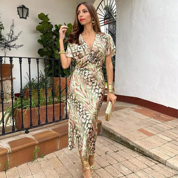 Satin Look Abstract Pattern Mini Dress