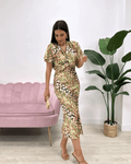 Women's Mini Dress – Slim Fit – Satin Look – Draped Bust – Abstract Pattern