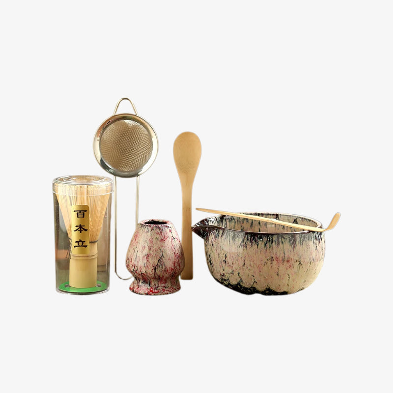 Bamboo Matcha Whisk Set With Ceramic Bowl