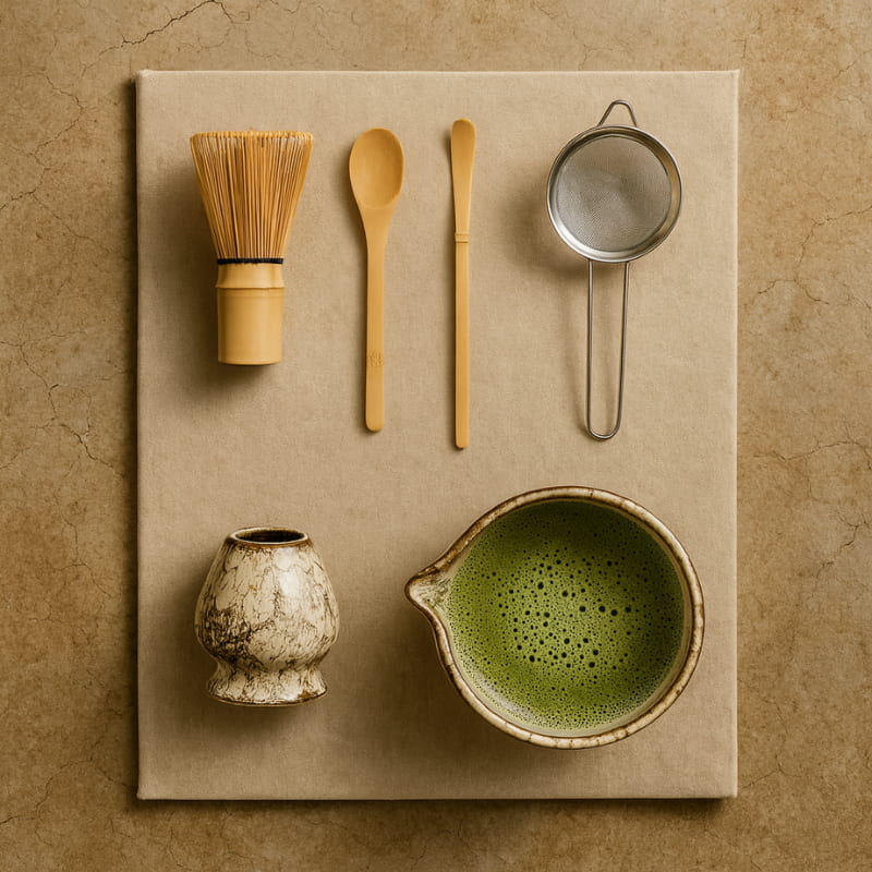 Bamboo Matcha Whisk Set With Ceramic Bowl