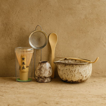 Bamboo Matcha Whisk Set With Ceramic Bowl