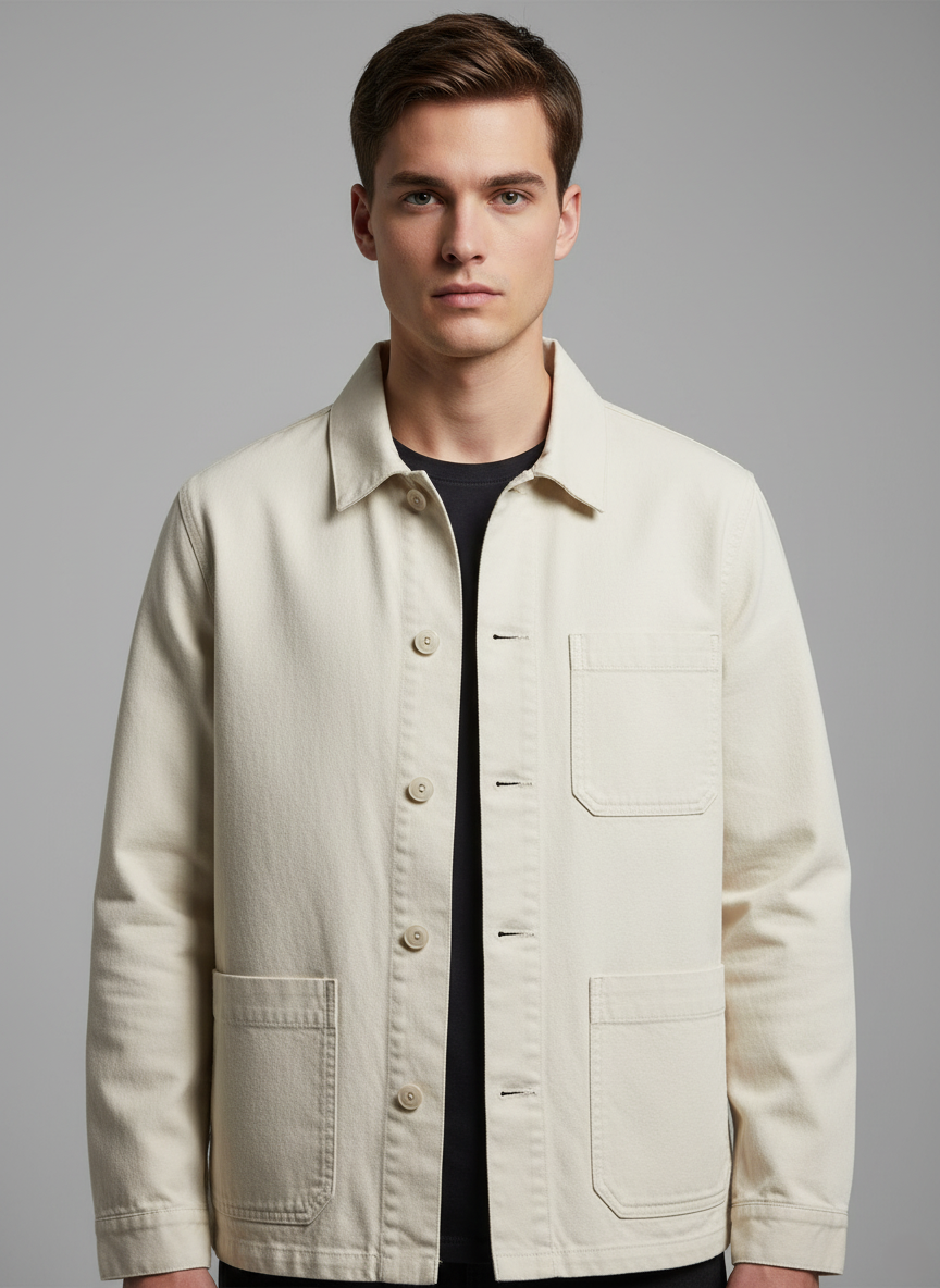  Button-Front - Chest Pocket - Relaxed Fit Casual Jacket