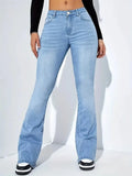 Women's Jeans - High Waist - Flared Fit - 5-Pocket Design in Denim