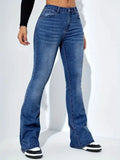 Women's Jeans - High Waist - Flared Fit - 5-Pocket Design in Denim