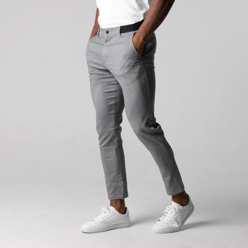 Herrebukser - Slank Pasform - Ankellængde - Flad Front - Komfort Stretch