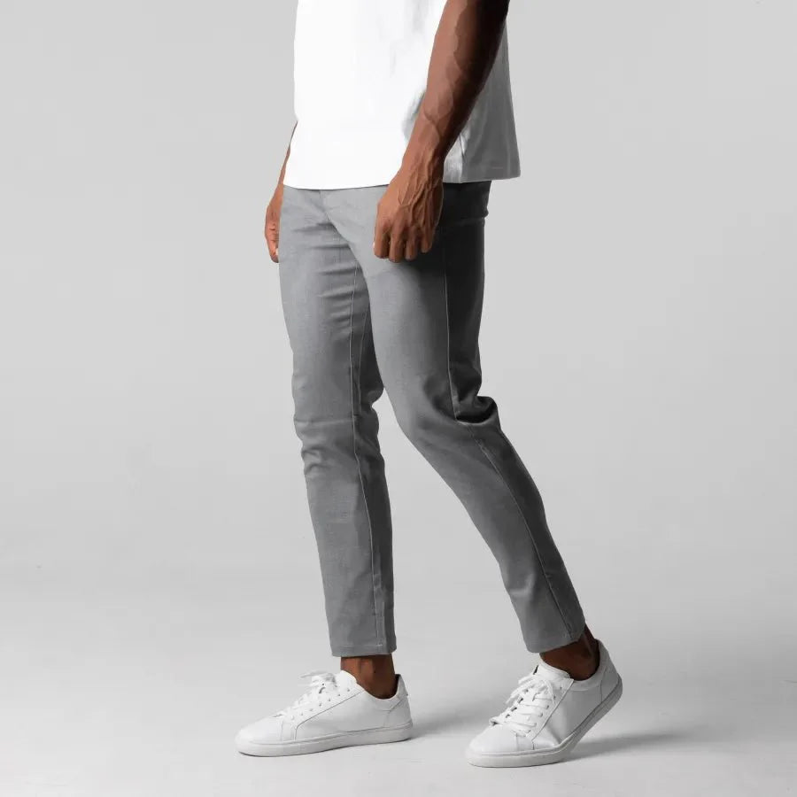 Herrebukser - Slank Pasform - Ankellængde - Flad Front - Komfort Stretch