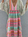 Women's Maxi Dress – Bohemian Style – Loose Fit – Long Sleeves – Lightweight Breathable Fabric