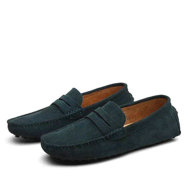 Herre Loafers – Ruskind – Mokasin-design – Penny Strap – Skridsikker Køre-sål