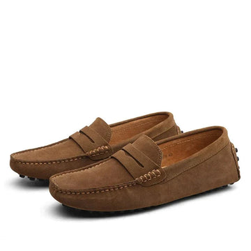 Herre Loafers – Ruskind – Mokasin-design – Penny Strap – Skridsikker Køre-sål