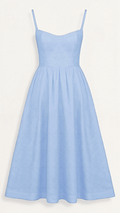 Women's Dress – A-line Fit – Midi Length – Spaghetti Straps – Waisted Design