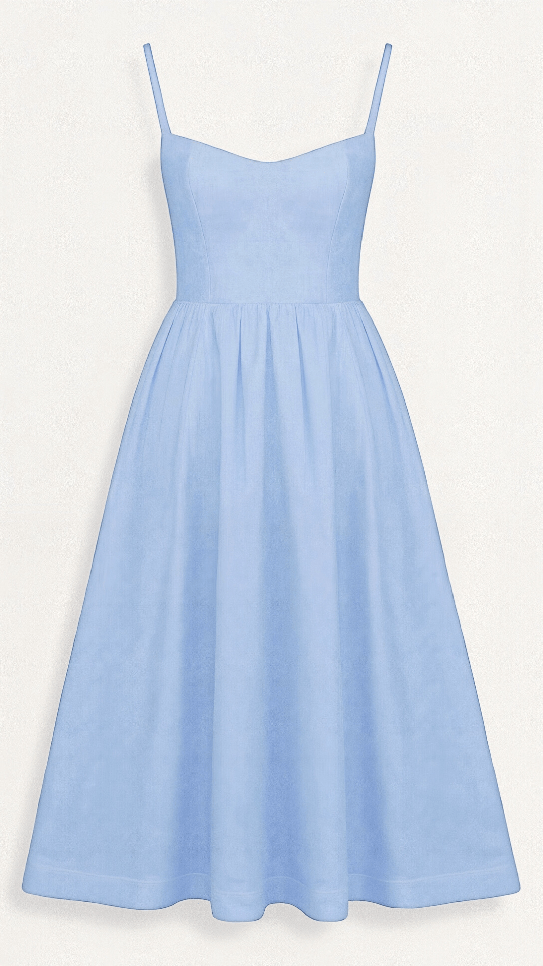 Women's Dress – A-line Fit – Midi Length – Spaghetti Straps – Waisted Design