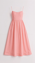 Women's Dress – A-line Fit – Midi Length – Spaghetti Straps – Waisted Design