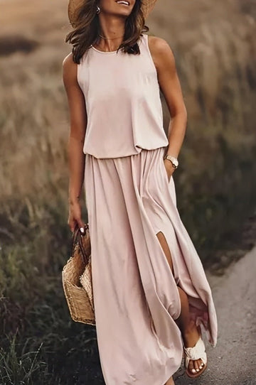 Empire Waist Loose Fit Slit Maxi Dress