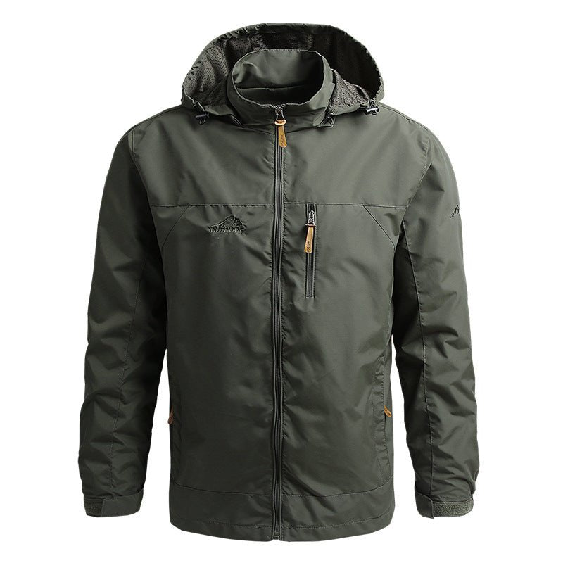 Herre Outdoor Jakke – Regular Fit – Vandafvisende – Justerbar Hætte – Lynlåslommer