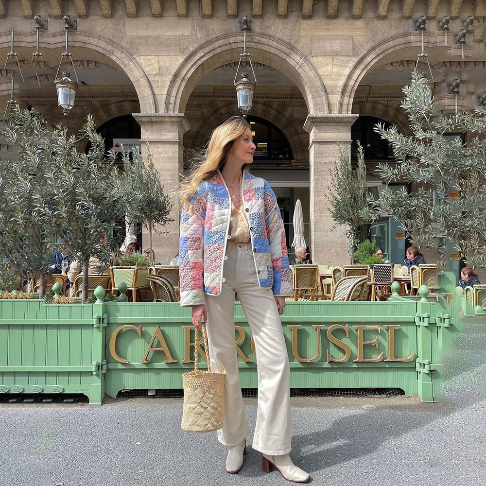 Oversized Floral Pattern Quilted Jacket