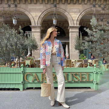 Oversized Floral Pattern Quilted Jacket