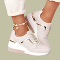 Women's Sneakers with Wedge Heel – Breathable Perforation – Lace Closure – Rubber Sole