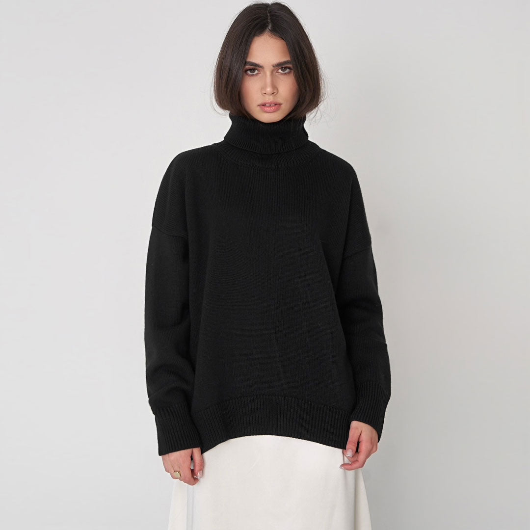Oversized Wool Blend Turtleneck Sweater