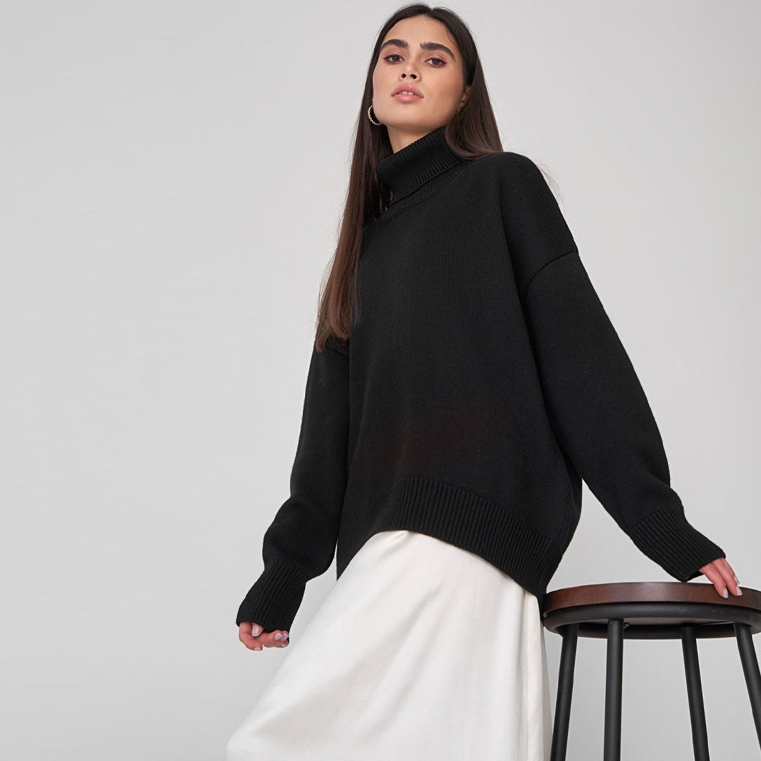 Oversized Wool Blend Turtleneck Sweater