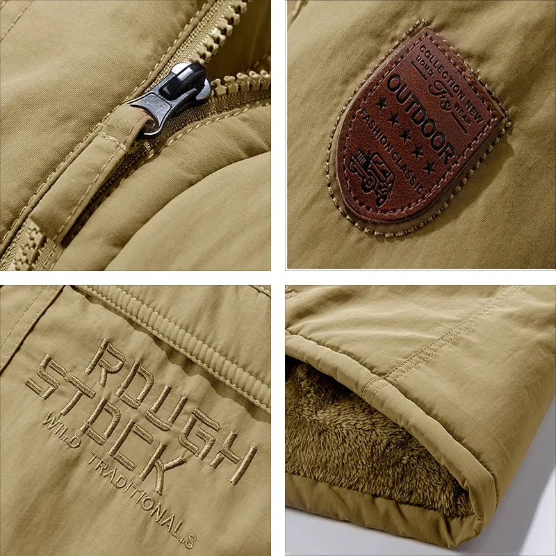 Men's Winter Jacket - Windproof and Insulated - Hood and Multiple Pockets - Adjustable Cuffs