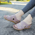Women's Sandals - Orthopedic Comfort - Wedge Heel - Open Toe - Slip-on Casual
