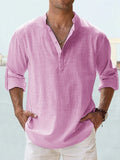 Men's Shirt - Relaxed Fit - Long-Sleeved - Sustainable Lightweight Fabric - Grandad Collar
