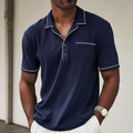 Men's polo shirt – piqué knit – regular fit – chest pocket – contrast edges