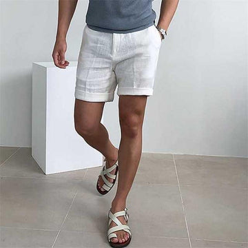 Herreshorts – Afslappet Pasform – Linned – Oprullede Ben – Åndbar Komfort