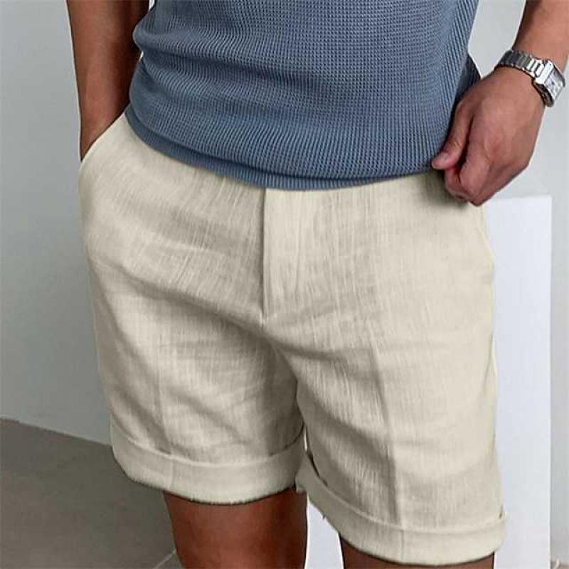 Herreshorts – Afslappet Pasform – Linned – Oprullede Ben – Åndbar Komfort