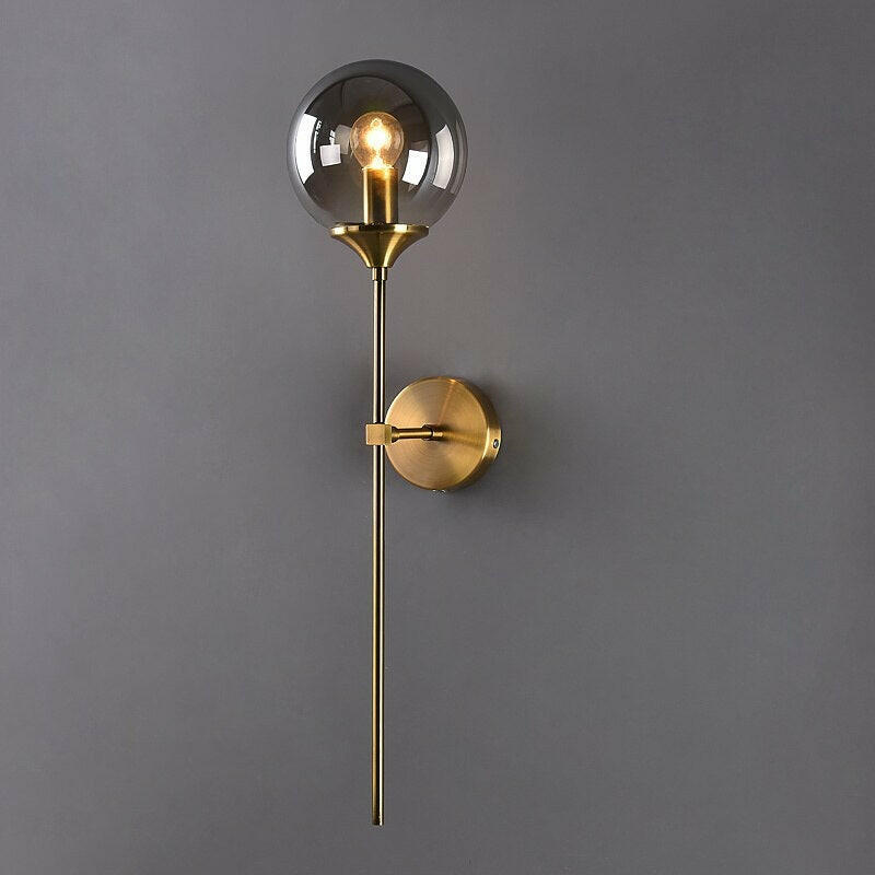 Brass Glass Globe Wall Sconce