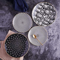 Porcelain Geometric Metallic Rim Dinner Plate Set
