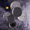 Porcelain Geometric Metallic Rim Dinner Plate Set