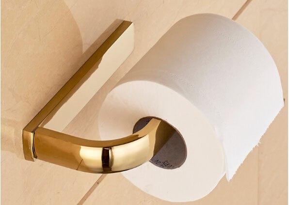 Brushed Brass Wall-Mounted Single-Arm Toilet Paper Holder