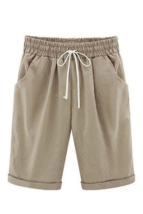 Natural Fibers Drawstring Relaxed Fit Shorts