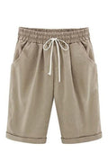 Women's Shorts – Relaxed Fit – Adjustable Drawstring – Natural Fibers – Side Pockets