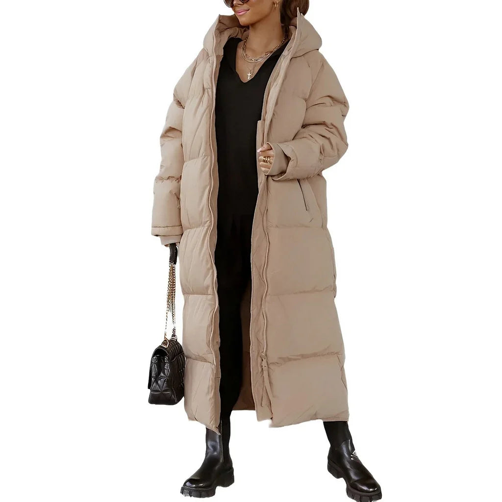 Oversized Quilted Hooded Long Coat