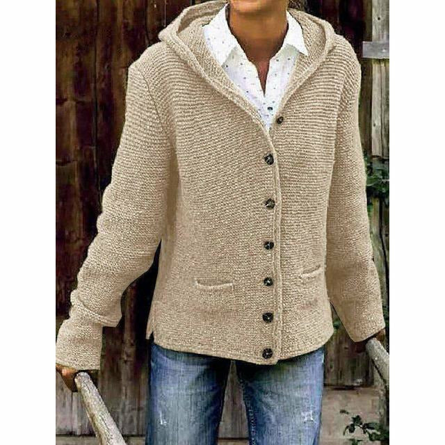 Hooded Knit Relaxed Fit Cardigan