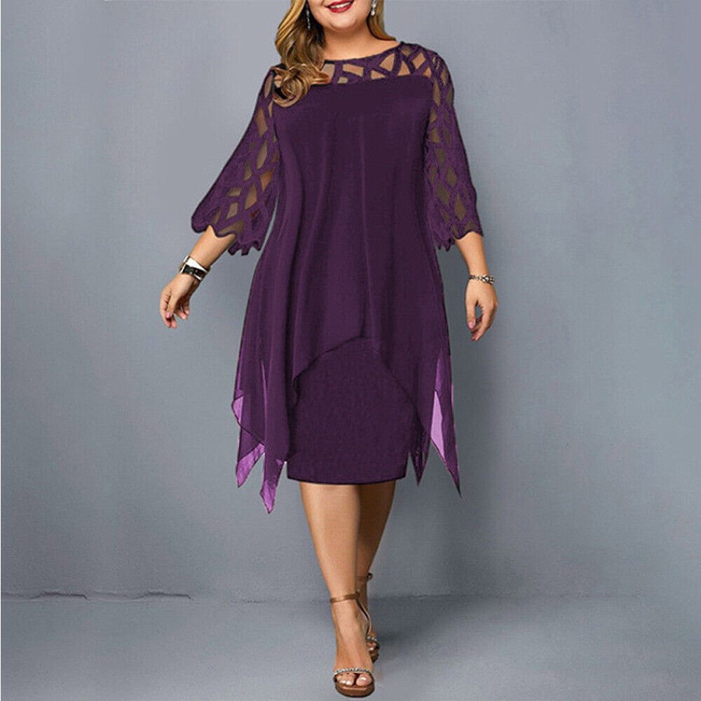 Dame Cocktailkjole - Asymmetrisk Lagdelt Design - Udsnit Detaljer - Elegant Festlook