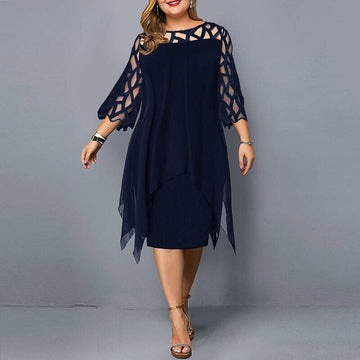 Dame Cocktailkjole - Asymmetrisk Lagdelt Design - Udsnit Detaljer - Elegant Festlook