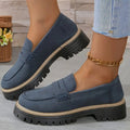 Women's Loafers – Comfort Fit – Round Toe – Chunky Sole – Classic Vamp Strap